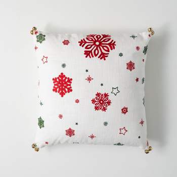 20"H Sullivans Color Snowflake Pillow, White