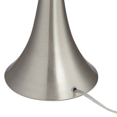 Brushed Nickel 24" Table Lamps with White Drum Shades, Set of 2