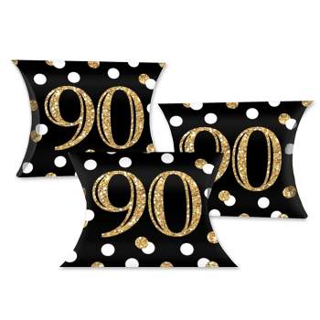 Big Dot of Happiness Adult 90th Birthday - Gold - Favor Gift Boxes - Birthday Party Petite Pillow Boxes - Set of 20