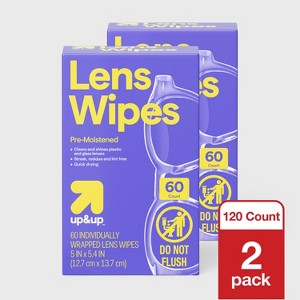 up&up™ 2 count 60 count Each Pre-Moistened Lens Wipes - 1 of 3