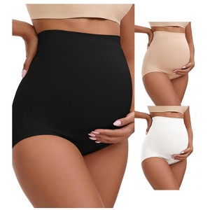 INSPIRE CHIC 3 Packs Women's High Waist Maternity Briefs Butt Lifter Seamless Comfortable Pregnancy Ladies Panties - 1 of 4