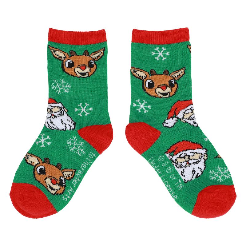 Rudolph The Red-Nosed Reindeer Holly & Snowflakes Kids 2-Pair Crew Socks, 2 of 5