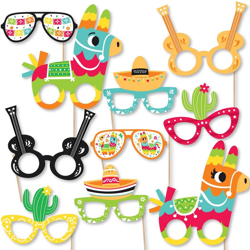 Big Dot of Happiness Pinata Party Glasses - Paper Card Stock Colorful Fiesta Photo Booth Props Kit - 10 Count, 1 of 6