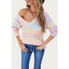Women's V-NECK RAINBOW SWEATER - ESLEY COLLECTION - 3 of 3