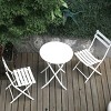 3-Piece Outdoor Bistro Set, White Metal Folding Round Table with 2 Chairs, Collapsible Portable Patio Chat Set – Cuddlewood - 2 of 4