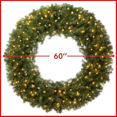 60-Inch Green Pine Pre-Lit Artificial Christmas Wreath