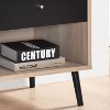 Kings Brand Furniture Nathan Side End Table with Drawer Open Shelf, Bedroom Bedside Nightstand for Living Room, Dining Room, Office, Oak/Black - 3 of 4