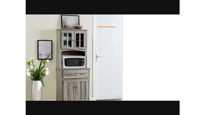Home Source Microwave Stand with Top and Bottom Cabinets, 2 of 10, play video