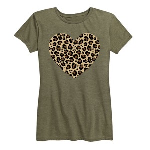 Women's - Instant Message - Leopard Heart Short Sleeve Graphic T-Shirt - 1 of 4