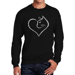 LA Pop Art Cat Heart - Men's Word Art Crewneck Sweatshirt - 1 of 4