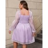 Whizmax Women's Plus Size Tulle Dress Square Neck Puff Sleeve Puffy Babydoll Mesh Mini Dress - 4 of 4