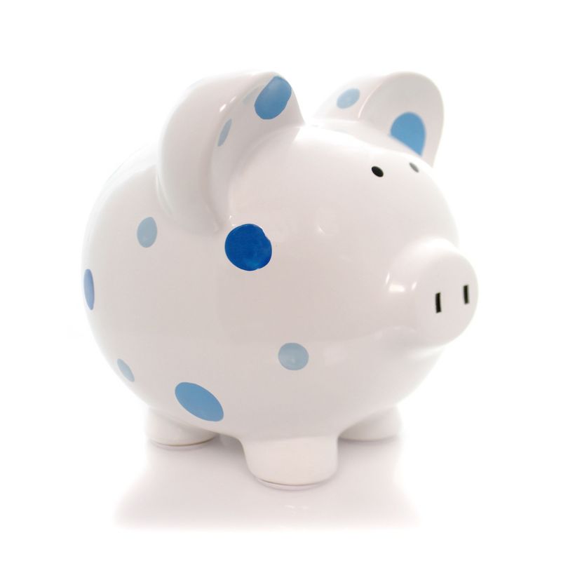Child To Cherish 7.75 In Blue Multi Dot Bank Polka Piggy Money Saving Decorative Banks, 1 of 5