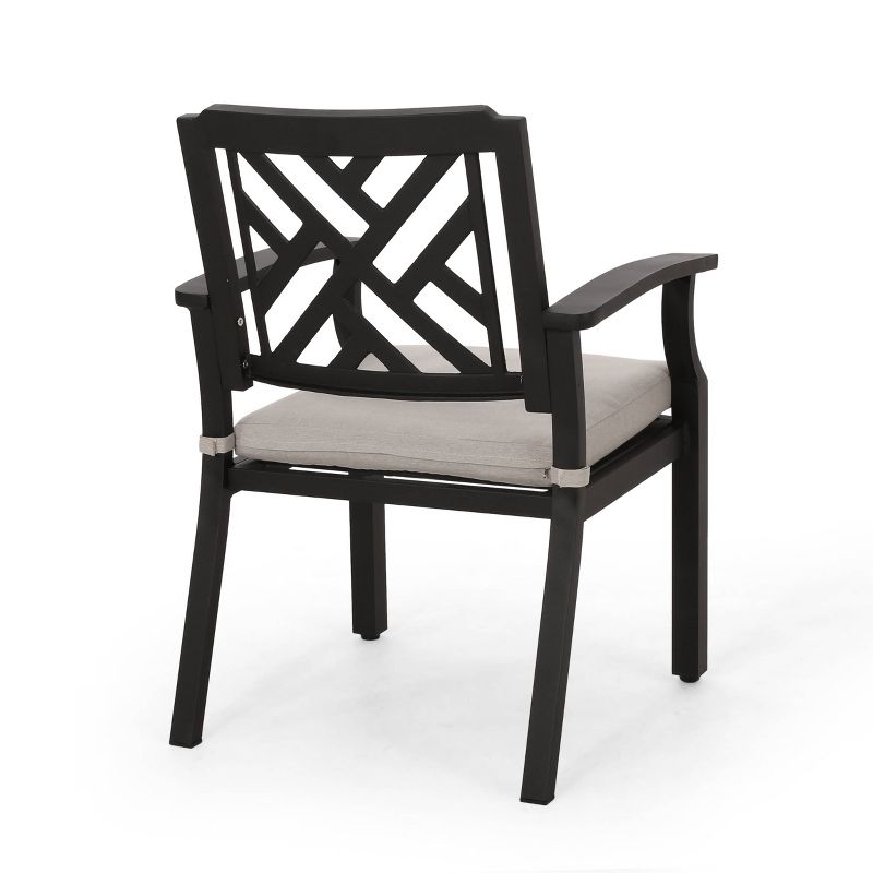 Waterford 2pk Outdoor Aluminum Dining Chairs - Antique Black/Light Beige - Christopher Knight Home, 6 of 13