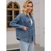 INSPIRE CHIC Women's Denim Long Sleeve Button Down Casual Western Shacket with Pockets Jean Jackets - 2 of 4