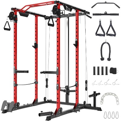 ODK 2000 LBS Power Cage,Multi-Function Power Rack with Cable Cross-Over System,Squat Rack with LAT Pull Down System for Home Gym