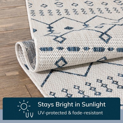 Nordic Lattice Light Blue Synthetic 8' x 10' Indoor/Outdoor Rug