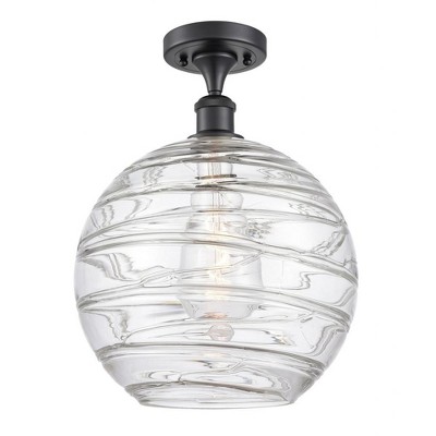 Athens Deco Swirl - 1 Light Semi-Flush Mount In Industrial Style-17 Inches Tall and 12 Inches Wide