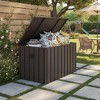 Syemin Deck Boxes Garden Large Patio Storage, for Furniture, Outside Cushions and Garden Tools, Bench, Easy to assemble，Brown, 49.41"*24.69"*23.43" - 2 of 4