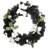vidaXL Black & Silver PVC Christmas Wreath with LED Lights – 23.6"" Diameter – Indoor and Outdoor Festive Décor - 3 of 4