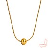 Women's Gold - Toned Titanium Steel Snake Chain Necklace with Ball Pendant - 3 of 4
