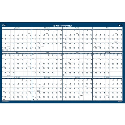House of Doolittle 2022 33" x 66" Wall Calendar Wipe Off Classic White/Blue 3962-22
