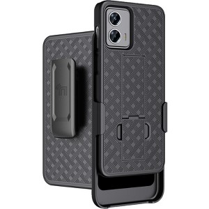 Nakedcellphone Case with Stand and Belt Clip Holster for Motorola Moto G 5G (2023) - Black - 1 of 4