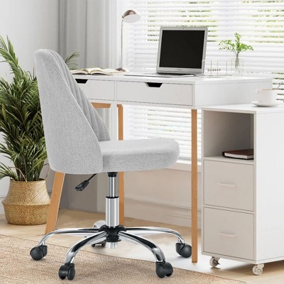 FONTOI Task and Office Chairs, Office Chair with Cross-Leg and Adjustable Height, Armless Swivel for Home Office, Gray, 20.4"*22.8"*29.3"