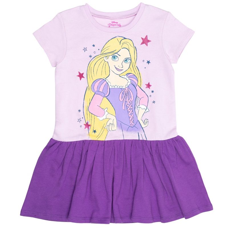 Disney Frozen Elsa Anna Moana Princess Rapunzel Jasmine Belle Girls French Terry Dress Toddler, 2 of 8