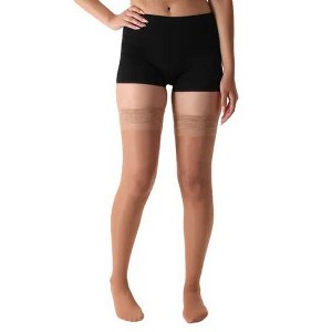 Women’s 8–15mmHg Mild Compression Stockings – Sheer Knee Highs with Lace Grip Top for Circulation Support and Everyday Comfort, A108 - 1 of 4