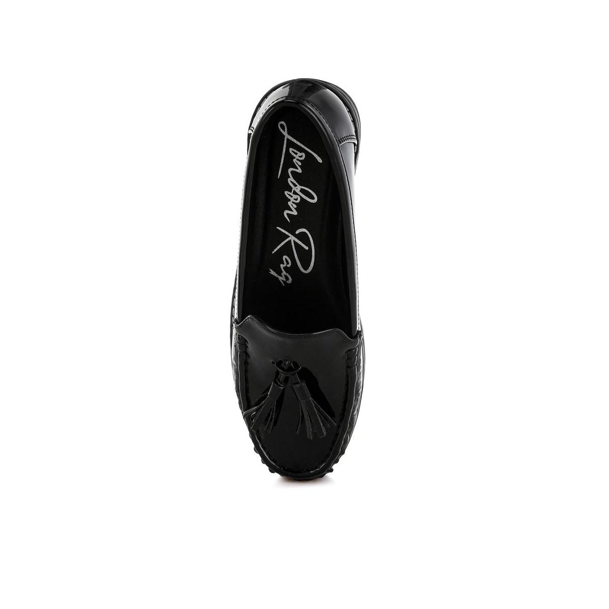 Женские туфли London Rag Womens Strelka Tassel Detail Flatform Loafers Black 9 — фото 4