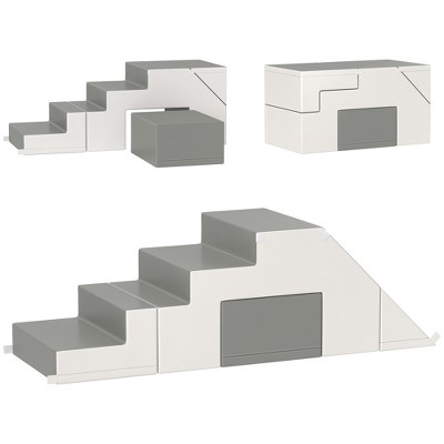 Runesay Light Gray Foam Play Set for Children, 2 Piece Soft Kids Climbing Set for Crawling or Sliding