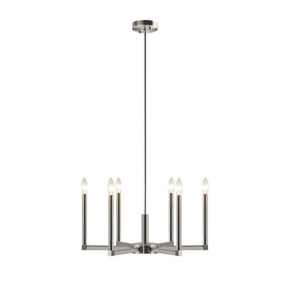 Renzetti 6-Light Nickel Candle Chandelier with Adjustable Height
