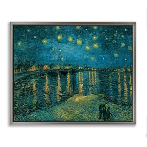 Stupell Industries Classic Starry Night Over Rhone Van Gogh Floating Frame Canvas Art, Gray, 31" x 25" - 1 of 4