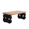 Vynxaria Modern Farmhouse Coffee Table - 47.2" Rectangular, Black Ornate Scroll Base, Natural Wood Top, Durable Manufactured Wood for Living Room - 2 of 4