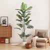 GlasFlength Artificial Plants Artificial Rubber Tree Artificial Palm Tree Faux Plants for Indoor Home Decoration, Green, 42"*42"*86" - 3 of 4