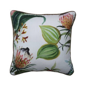Paradise Leaf Mini Square Throw Pillow Green - Pillow Perfect, Beige Pink Green