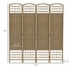 NicBex 5.6' Tall 4-panel Room Divider Folding Privacy Screen for Room Separation, Wave Fiber Freestanding Wall Partition, Natural Wood - 3 of 4
