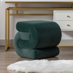 Upholstered Ottoman S-shape Makeup Vanity Stool Footstool, Velvet/Teddy - ModernLuxe - 1 of 4