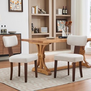 Modern Leather Dining Chairs Set of 2 – Upholstered Curved Backrest, Hardwood Frame & Nailhead Trim, 265lb Capacity - 1 of 4