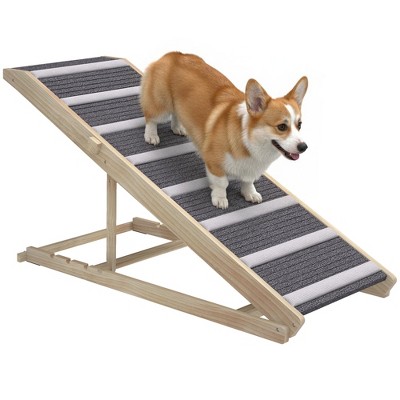PawHut Dog Ramp for Couch, Foldable Pet Ramp for Small to Large Dog, 4 Adjustable Height from16" to 23.5", Pet Steps with Non-Slip Carpet for Bed