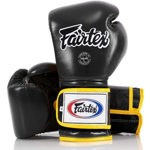 Fairtex BGV9 Mexican Style Black Yellow Piping Muay Thai Boxing Glove - Heavy Hitter - 1 of 4