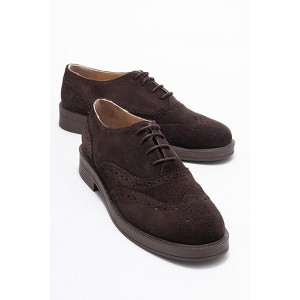 Avra - Brown Suede Leather Oxford Shoes (Women) | Forever & Always Shoes - 1 of 4