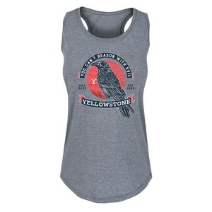 Women's - Yellowstone - Can't Reason With Evil Crow Graphic Racerback Tank - 1 of 4