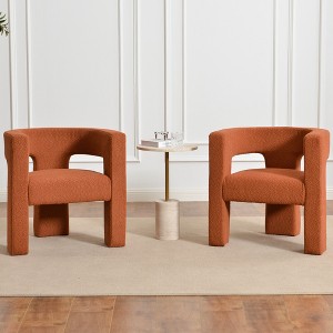 KINWELL 28" Wide Boucle Upholstered Square Armchair (Set of 2) - 1 of 4