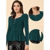 Allegra K Women's Square Neck Long Sleeve Knit Peplum Blouse - 2 of 4