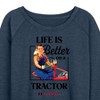 Women's - Instant Message - Life Is Better On A Tractor Lightweight French Terry Wide Neck Long Sleeve Graphic Shirt - 2 of 4
