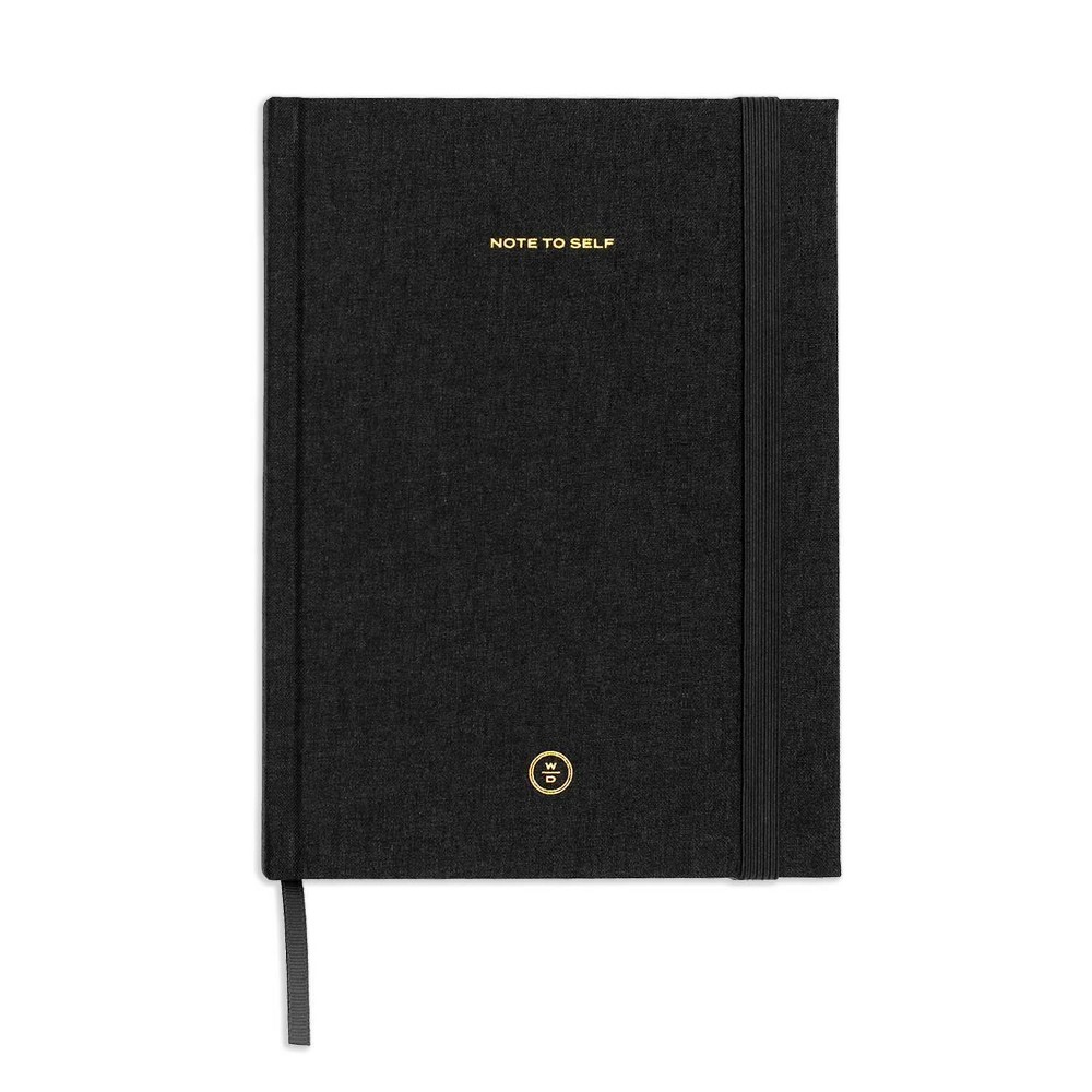 (pack 4) Wit & Delight Lined Journal Black Linen Note to Self