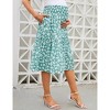 Women's High Waist Maternity Skirt Summer Floral Pleated Swing A Line Midi Skirts  Whit Pocket - 2 of 4