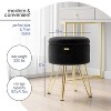 StorageBud Round Ottoman with Storage, Textured Velvet Storage Ottoman, Modern Foot Stool for Living Room and Bedroom - 3 of 4