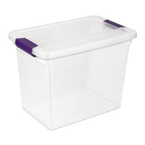 Sterilite 27 Quart Clear & White Plastic Storage Bin with One